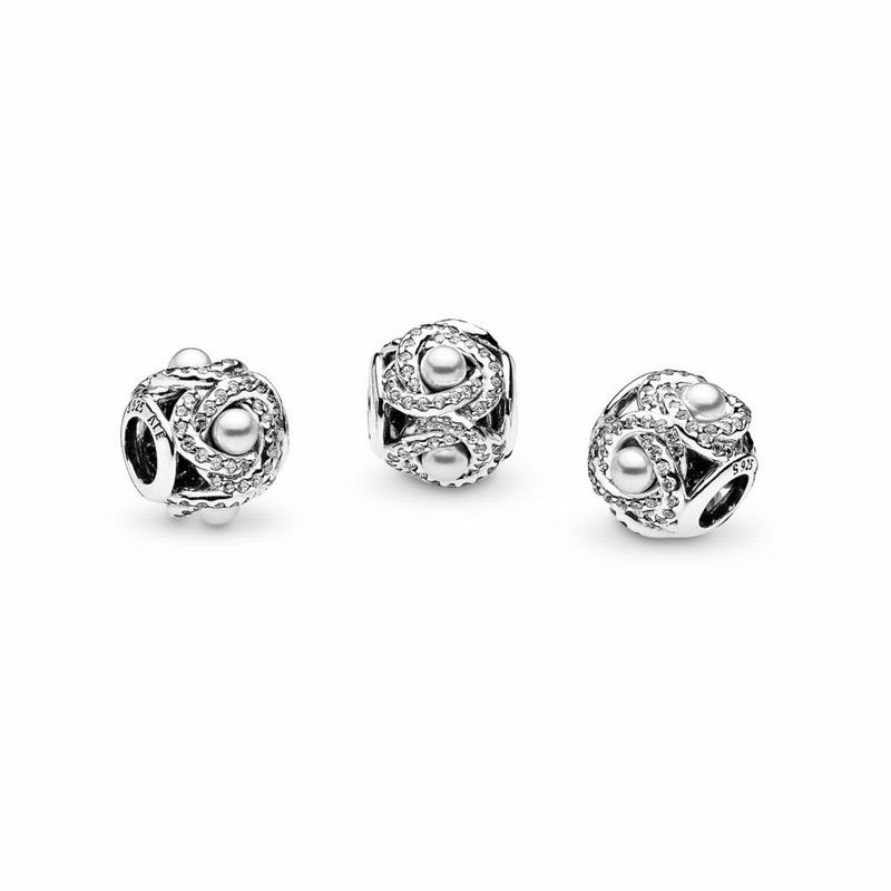 Pandora Luminous Love Knot Charm Ireland - Sterling Silver/White/Mixed Stones/Cubic Zirconia - 31946